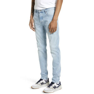 Topman  BLOWOUT STRETCH SKINNY JEANS IN LIGHT BLUE